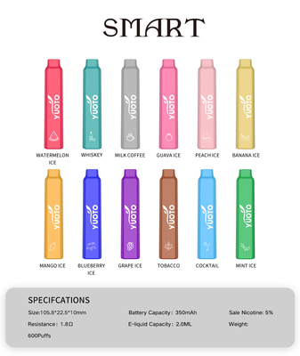 Vape dos sopros de Yuoto Smart 600 de Shenzhen China Vape Manufatrare Yuoto Logo On Product Pod System