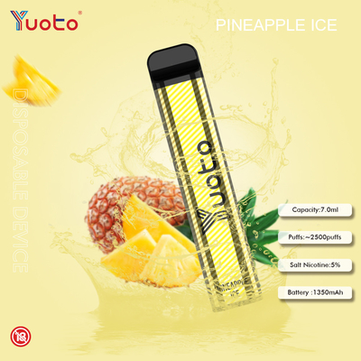 Yuoto 2500 sopros 23 sabores 7 ML de capacidade gelo da hortelã da capacidade da bateria de 1200 mAh
