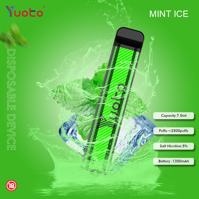 Yuoto 2500 sopros 23 sabores 7 ML de capacidade gelo da hortelã da capacidade da bateria de 1200 mAh