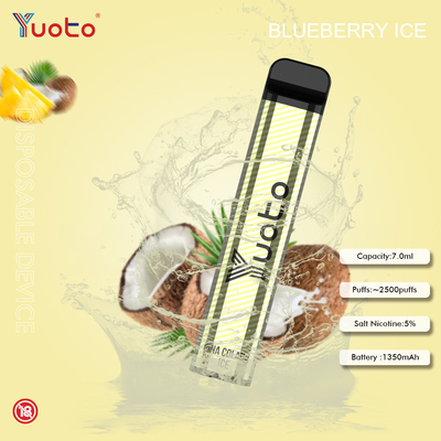 Yuoto 2500 sopros 23 sabores 7 ML de capacidade gelo da hortelã da capacidade da bateria de 1200 mAh