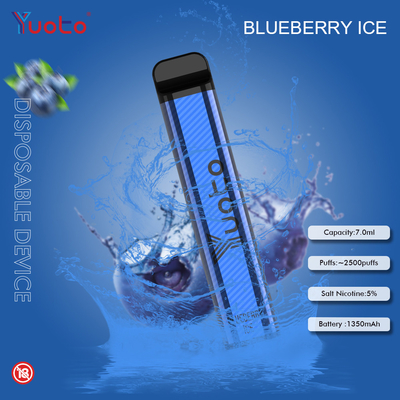 Yuoto 2500 sopros 23 sabores 7 ML de capacidade gelo da hortelã da capacidade da bateria de 1200 mAh