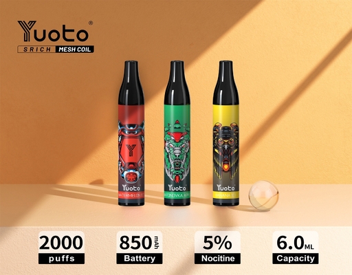 Yuoto original 2000 sopra pena descartável de Vape dos E-cigarros do suco 850mAh de Mesh Coil 6ml E do vape de Vape