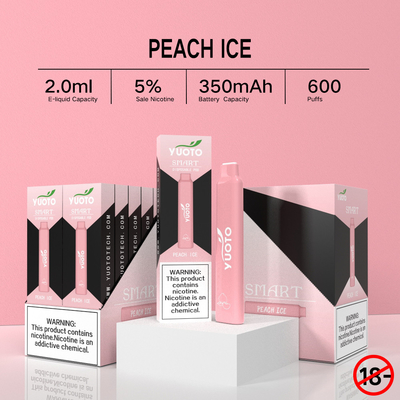 2022 sabores frutados múltiplos de vinda novos Yuoto Smart 600 sopram pena descartável de Vape da nicotina de 5%