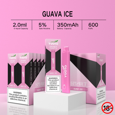2022 sabores frutados múltiplos de vinda novos Yuoto Smart 600 sopram pena descartável de Vape da nicotina de 5%
