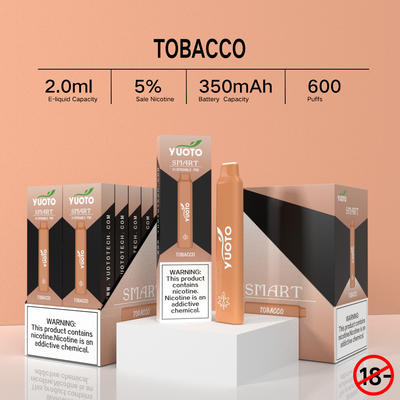 2022 sabores frutados múltiplos de vinda novos Yuoto Smart 600 sopram pena descartável de Vape da nicotina de 5%