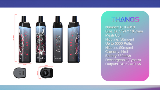 2022 Nova Chegada Cigarro Eletrônico Vape Descartável 14ml E-Liquid 650mAh Bateria Grape Ice para Distribuidores de Puff
