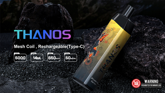 5000 Puffs Descartáveis ​​Vape Pod Sabor Pêssego Yuoto Thanos Mesh Coil 14ml Ejuice 650mAh Bateria da China Factory