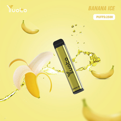 Yuoto XXL 2500 Puffs Descartáveis ​​1200mAh Bateria 7.0ml Ejuice Sabor de gelo de banana para a Índia