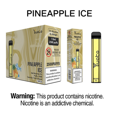 Yuoto Descartável Vape Pen Device 2500 Puffs best descartável ecig 2022 abacaxi Ice 7ml