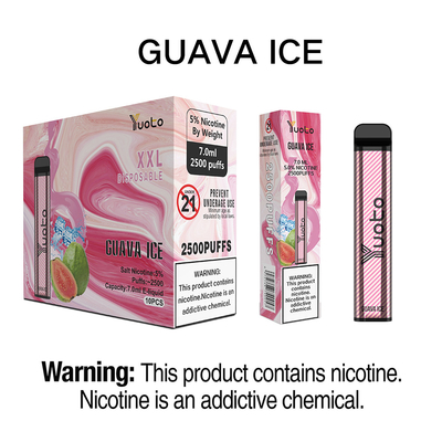 Melhor Cigarro Eletrônico 2022 Yuoto XXL 2500 Puffs Goiaba Ice não recarregável 1200mAh Bateria