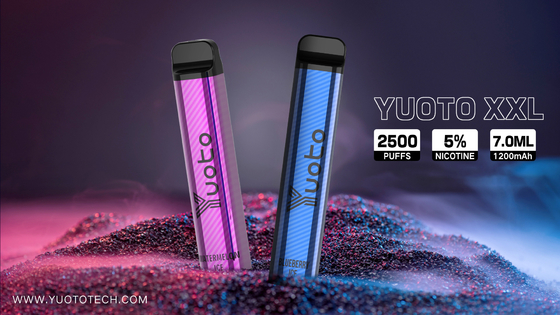 Yuoto XXL 2500 Puffs Descartáveis ​​Vape Pen Hookah com 7ml E-Liquid 1200mAh Bateria Diretamente da China Factory