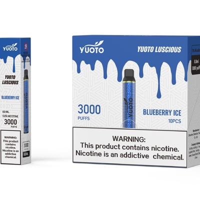 Novo tipo de cigarro eletrônico Yuoto Vape 3000 Puffs Blueberry 1350mAh Bateria 8ml E Juice