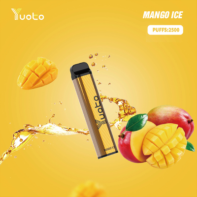 Yuoto xxl 2500 Puffs Descartáveis ​​Vape Pod Mango ice Flavor 7ml Ejuice 1200mAh Bateria da China Factory