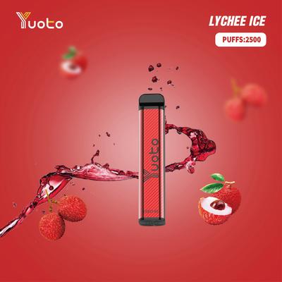Yuoto XXL 2500 Puffs caneta Vape descartável Gelo de lichia com 7ml E-Liquid Transporte rápido Dubai