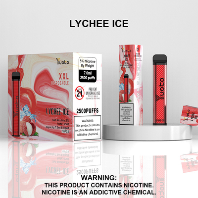 Yuoto XXL 2500 Puffs caneta Vape descartável Gelo de lichia com 7ml E-Liquid Transporte rápido Dubai