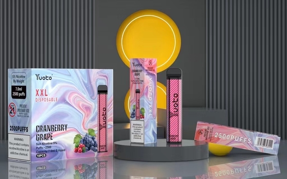Yuoto XXL Descartável 2500 Puffs Vape Pod Leite Café com 7ml E-Liquid 1200mAh Bateria Transporte Rápido Índia