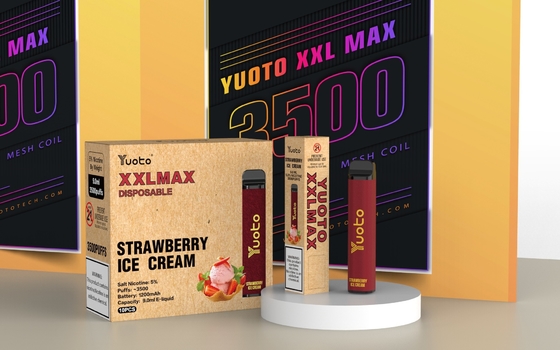 manga gelo sabor Yuoto xxl Max 3500 Puffs vaporizador descartável Mesh Coils Superfície de couro 9ml