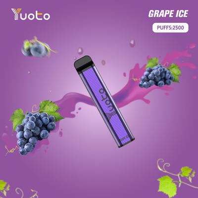 Yuoto 2500 Puffs Flavors Vaporizer Pen Kit 23 sabores 5% 1200 mAh Bateria Descartável Mongo Ice Popular Na Índia