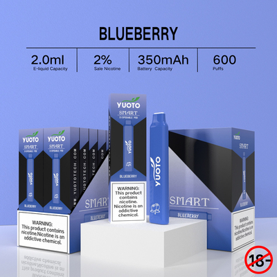 Bateria líquida Pen Hookah do sopro 350mAh do NIC 2ML E Yuoto Smart 600 de 2%