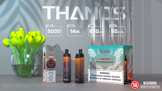 O cigarro de Mesh Coil Rechargeable E, Yuoto Thanos 5000 sopra 14ML 650mAh com tipo C