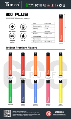 A vagem substituível de Tpd Vape de 5 cores, vive o dispositivo da modificação do cartucho de 600 sopros