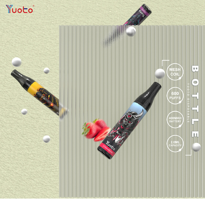 600 sabor Ecigarette da garrafa 2%Nic 2ml 400mAh Mesh Coil Vape Disposable Fruit de Vape dos sopros