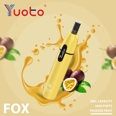 Fox 3000 Puffs Yuoto E cigarro descartável Filtro de papel de vapor 5% Nic