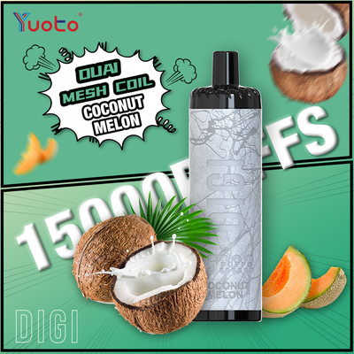 Recarregável Yuoto DIGI 15000 Puffs Double Mesh Coil Vape 22 sabores