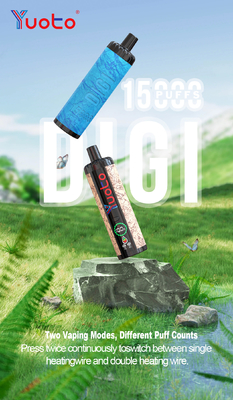 Yuoto Vapor descartável Digi 15000 Puffs Recarregável Dual Mesh 23 sabor