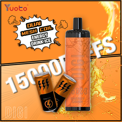 YUOTO Manufacturer DIGI 15000 Puffs Daul Mesh Coil Vape Fluxo de ar ajustável MTL e DTL