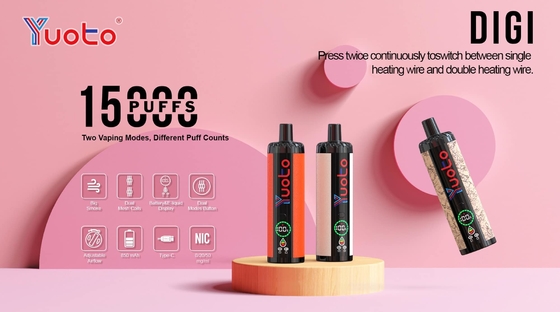 Vape descartável de plástico AL 850mAh 15000 inchaços Fluxo de ar ajustável 23 sabores DualMesh Coil