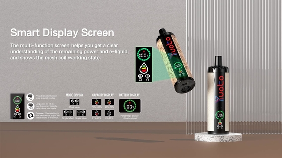 YUOTO Vapor descartável plástico AL DualMesh bobina 15000 sopros 850mAh Fluxo de ar ajustável 23 sabores