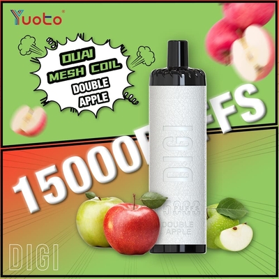 Fluxo de ar ajustável YUOTO 15000 Puffs Vapor descartável com bobina DualMesh 850mAh Bateria 23 sabores