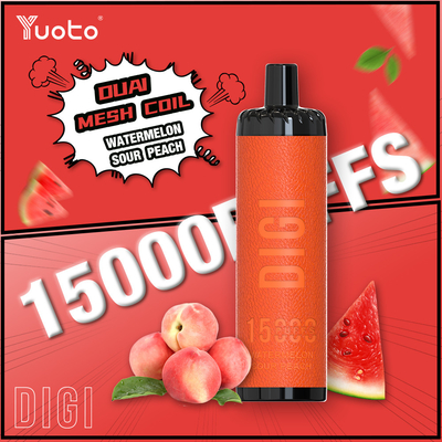 Fluxo de ar ajustável YUOTO 15000 Puffs Vapor descartável com bobina DualMesh 850mAh Bateria 23 sabores