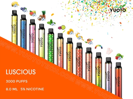 O sal gostoso da nicotina de Yuoto 3000puff 5% da fábrica de Oriange integrou o Iec da uva 1350mah