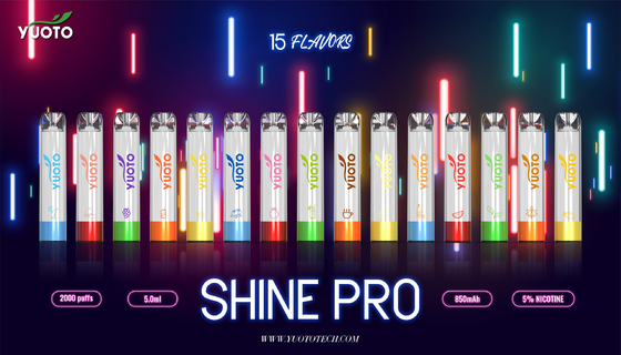 Yuoto brilha pro 2000 sopros Vape 15 sabores com 5ML E Juice Capacity