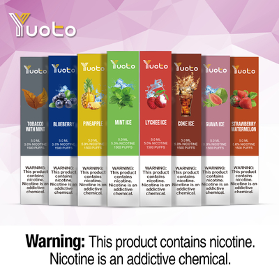 Vape eletrônico descartável feito sob encomenda da barra do sopro do atomizador do sabor 900mAh 5.0ml dos vapes 23 do tipo -1500puffs de Yuoto descartável