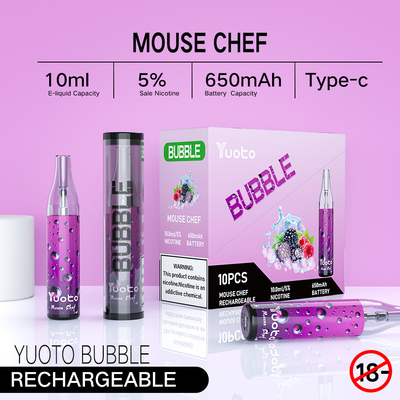 De Yuoto da bolha 4000puffs 650 mah 10ml da malha da bobina do vape vapor recarregável descartável do ecig do colada do pina da disjunção não