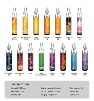 De Yuoto da bolha 4000puffs 650 mah 10ml da malha da bobina do vape vapor recarregável descartável do ecig do colada do pina da disjunção não