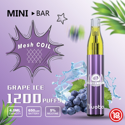 Bateria descartável 650mAh do E-suco 4.0ml de Yuoto Vape 15flavor do sopro do MiniBar 1200