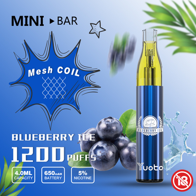 Bateria descartável 650mAh do E-suco 4.0ml de Yuoto Vape 15flavor do sopro do MiniBar 1200