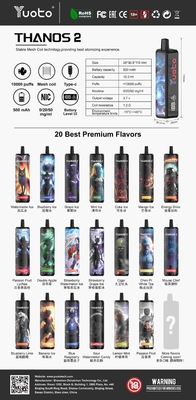 Experimente 23 Sabores com o Vape Descartável YUOTO DualMesh Coil 10-12W de Potência