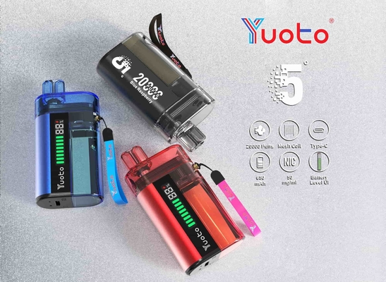 Vape Descartável YUOTO com Fluxo de Ar Ajustável, Capacidade da Bateria de 850mAh e Potência de 10-12W