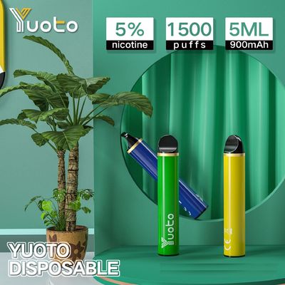 Nicotina descartável e 900mah líquido dos vapes 1500puffs 5ml 5% de Yuoto 5