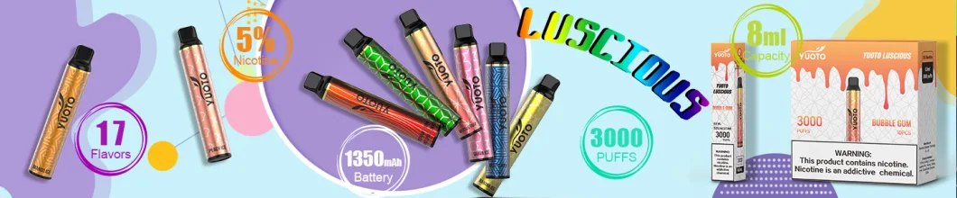 O fabricante Yuoto Luscious 3000 sopra cigarro descartável por atacado de Vape Pen Pod Vaporizer Nicotine Electronic